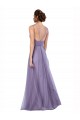 V-Back Watermelon Tulle Spaghetti Straps Long Sleeveless Bridesmaid Dress Southampton