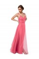 V-Back Watermelon Tulle Spaghetti Straps Long Sleeveless Bridesmaid Dress Southampton