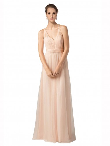 Nude Tulle Sweetheart Long Sleeveless Bridesmaid Dress / Evening Dress Southampton