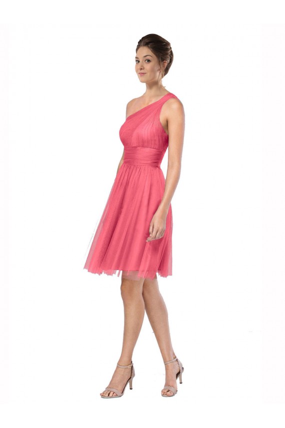 Watermelon Tulle One Shoulder Long Sleeveless Bridesmaid Dress Southampton