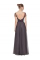 Pewter Tulle Sweetheart Long Cap Sleeves Bridesmaid Dress Southampton