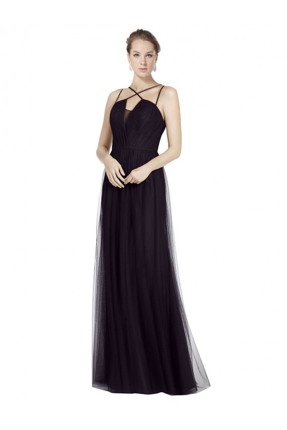 Tulle Spaghetti Straps Long Sleeveless Bridesmaid Gown Southampton