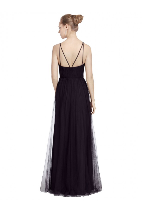 Tulle Spaghetti Straps Long Sleeveless Bridesmaid Gown Southampton
