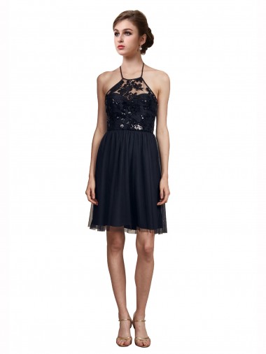 Tulle Halter Neck Knee Length Sleeveless Bridesmaid Gown Southampton