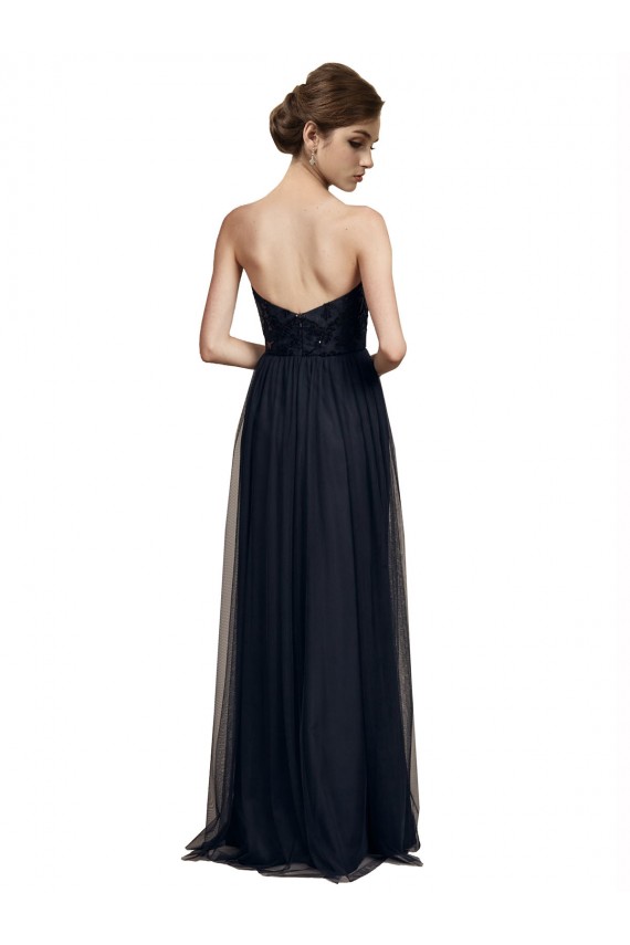 Black Tulle Sweetheart Long Sleeveless Bridesmaid Gown Southampton