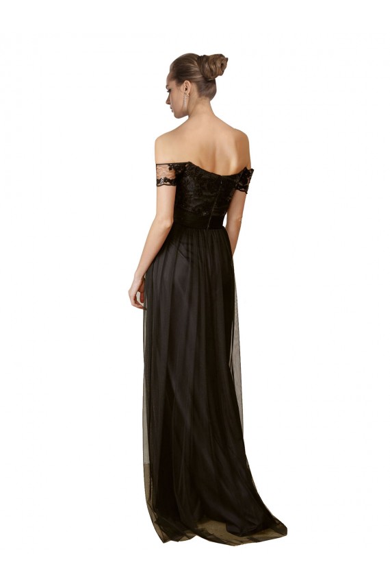 Tulle & Sequin Off the Shoulder Long Sleeveless Bridesmaid Dress Southampton