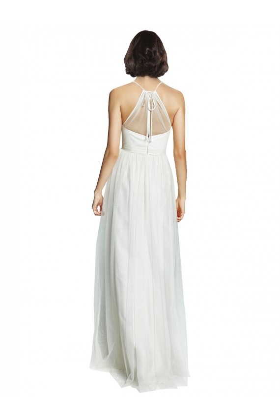 White Tulle Halter Neck Long Sleeveless Bridesmaid Dress Southampton