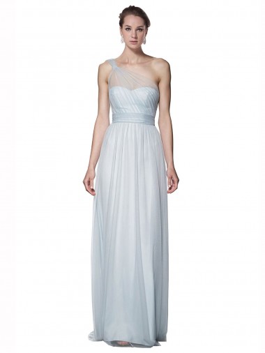 Mist Tulle One Shoulder Long Sleeveless Bridesmaid Dress Southampton