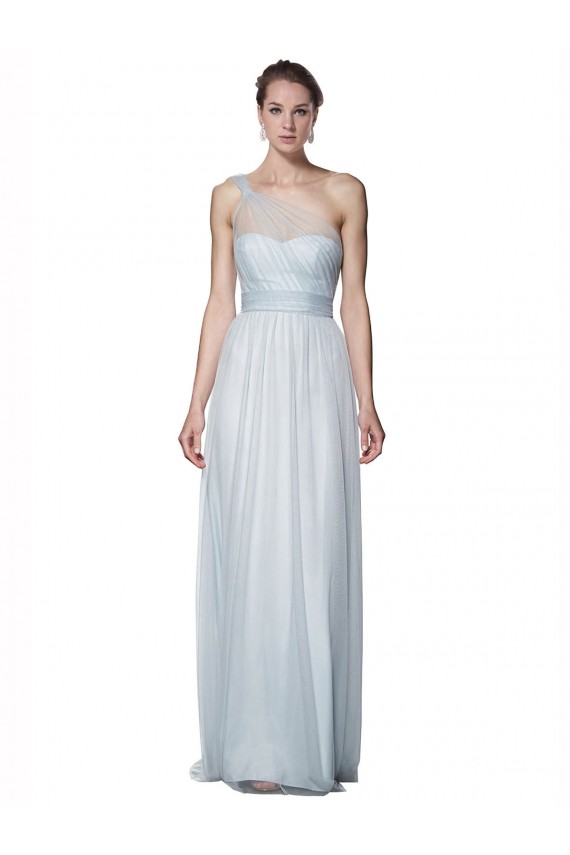 Mist Tulle One Shoulder Long Sleeveless Bridesmaid Dress Southampton