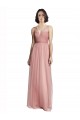Rose Pink Tulle V-Neck Long Sleeveless Bridesmaid Dress Southampton