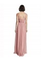 Rose Pink Tulle V-Neck Long Sleeveless Bridesmaid Dress Southampton