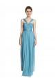 Sky Blue Tulle Spaghetti Straps Long Sleeveless Bridesmaid Dress Southampton