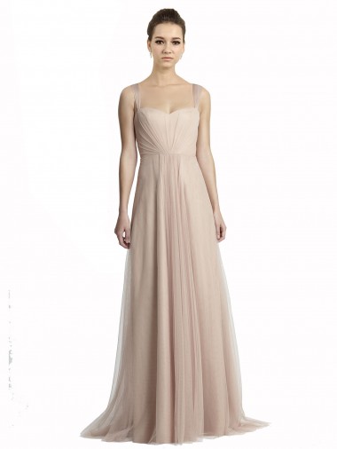 Tulle Square Neck Long Sleeveless Bridesmaid Evening Dress Southampton