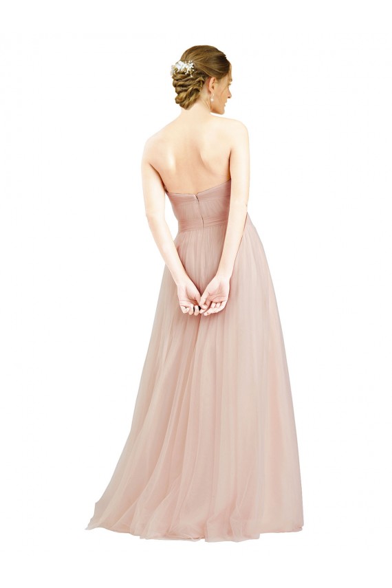 Open Back Tulle Sweetheart Long Sleeveless Semi Formal Dress / Bridesmaid Dress Southampton