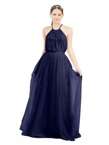 Tulle Halter Neck Long Sleeveless Semi Formal Evening Dress / Bridesmaid Dress Southampton