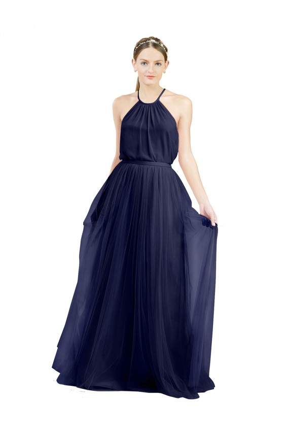 Tulle Halter Neck Long Sleeveless Semi Formal Evening Dress / Bridesmaid Dress Southampton