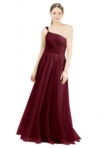 Tulle One Shoulder Long Sleeveless Semi Formal Evening Dress / Bridesmaid Dress Southampton