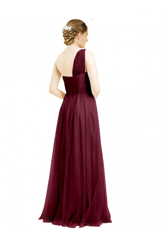 Tulle One Shoulder Long Sleeveless Semi Formal Evening Dress / Bridesmaid Dress Southampton