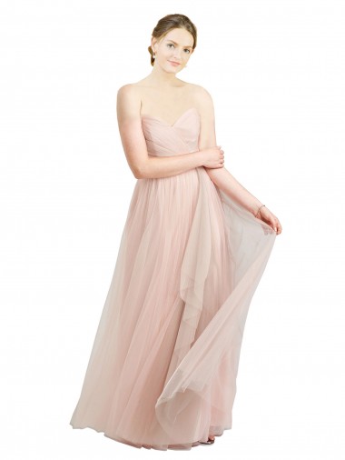 Pink Tulle Sweetheart Long Sleeveless Bridesmaid Dress / Evening Dress Southampton
