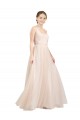 Open Back Tulle Scoop Neck Long Sleeveless Semi Formal Evening Dress / Bridesmaid Dress Southampton