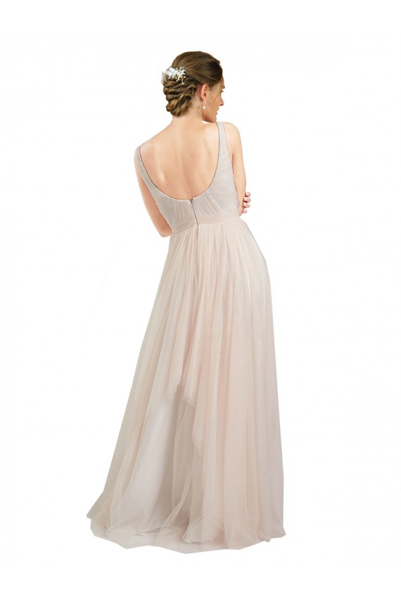 Open Back Tulle Scoop Neck Long Sleeveless Semi Formal Evening Dress / Bridesmaid Dress Southampton
