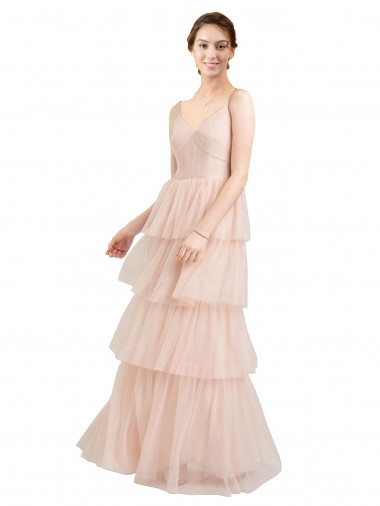 Tulle V-Neck Long Sleeveless Semi Formal Evening Dress / Bridesmaid Dress Southampton