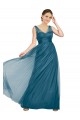 V-Back Teal Green Tulle V-Neck Long Sleeveless Bridesmaid Dress Southampton