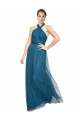 Open Back Teal Green Tulle Halter Neck Long Sleeveless Bridesmaid Dress Southampton