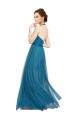 Open Back Teal Green Tulle Halter Neck Long Sleeveless Bridesmaid Dress Southampton