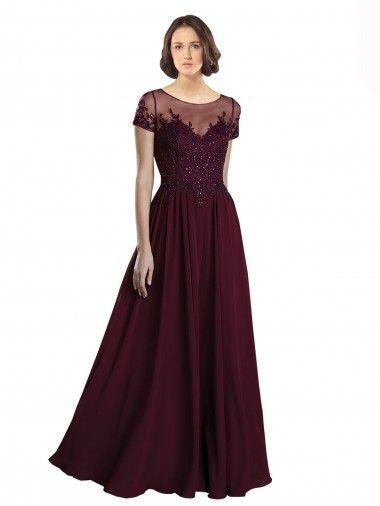 Tulle & Soft Chiffon Jewel Neck Long Cap Sleeves Bridesmaid Dress Southampton