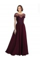 Tulle & Soft Chiffon Jewel Neck Long Cap Sleeves Bridesmaid Dress Southampton
