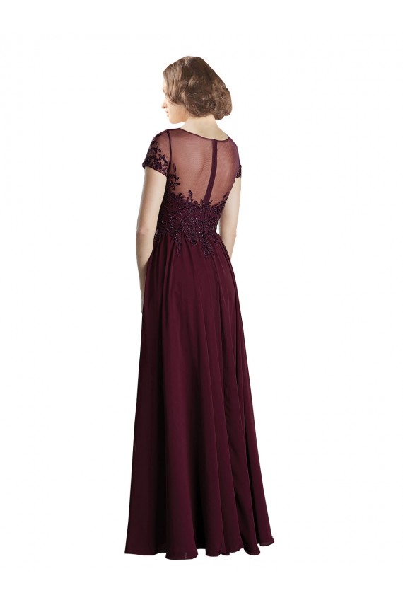 Tulle & Soft Chiffon Jewel Neck Long Cap Sleeves Bridesmaid Dress Southampton