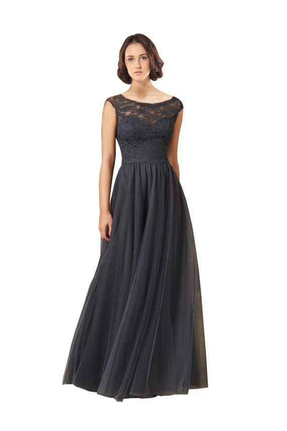 Tulle & Lace Bateau Neck Long Cap Sleeves Bridesmaid Dress Southampton