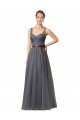V-Back Slate Grey Tulle Sweetheart Long Sleeveless Formal Dress / Bridesmaid Dress Southampton