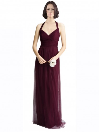 Keyhole Back Tulle Halter Neck Long Sleeveless Bridesmaid Dress / Evening Dress Southampton