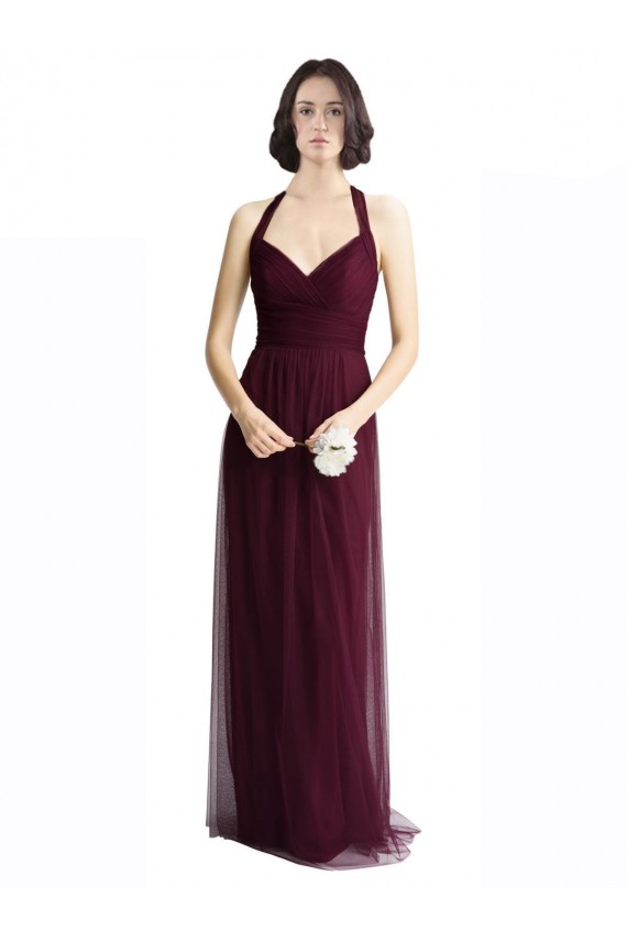Keyhole Back Tulle Halter Neck Long Sleeveless Bridesmaid Dress / Evening Dress Southampton