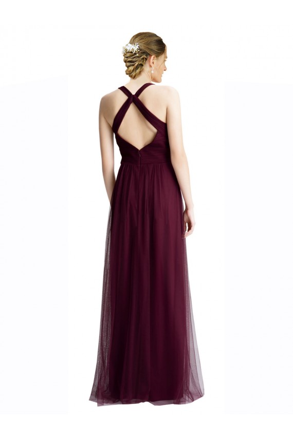 Keyhole Back Tulle Halter Neck Long Sleeveless Bridesmaid Dress / Evening Dress Southampton
