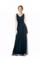 Blue Tulle V-Neck Long Sleeveless Bridesmaid Dress Southampton