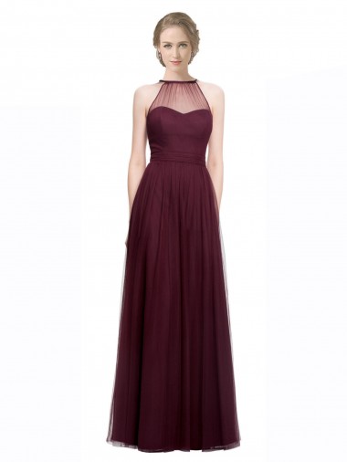 Red Tulle Halter Neck Long Sleeveless Bridesmaid Dress Southampton