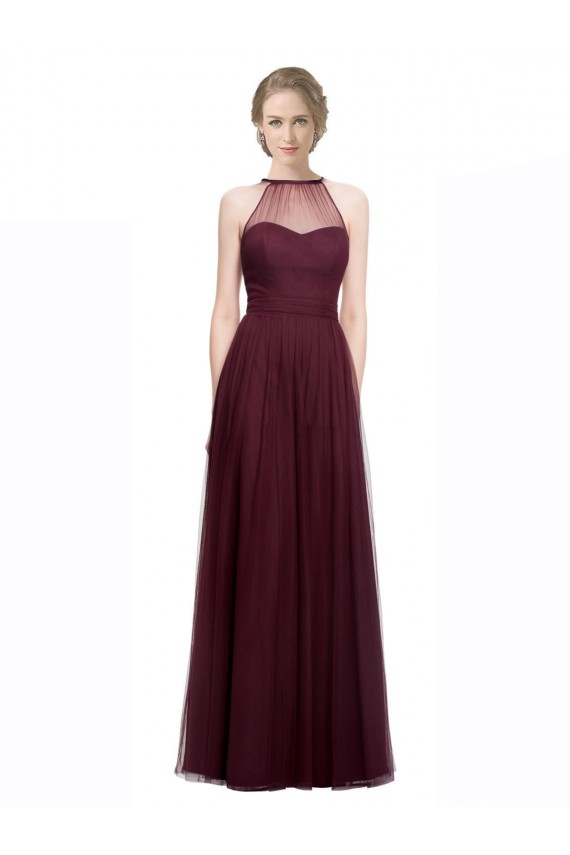 Red Tulle Halter Neck Long Sleeveless Bridesmaid Dress Southampton