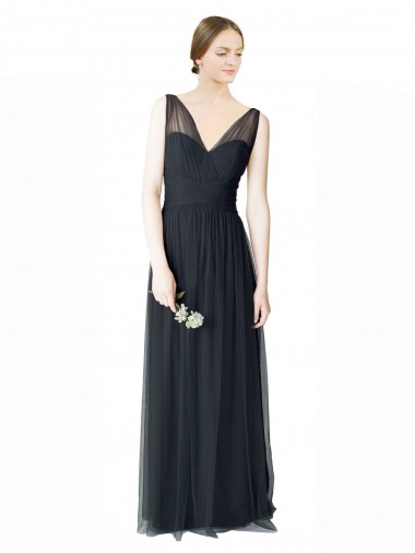 V-Back Tulle V-Neck Long Sleeveless Formal Dress / Bridesmaid Dress Southampton