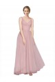 V-Back Pink Tulle V-Neck Long Sleeveless Bridesmaid Dress Southampton
