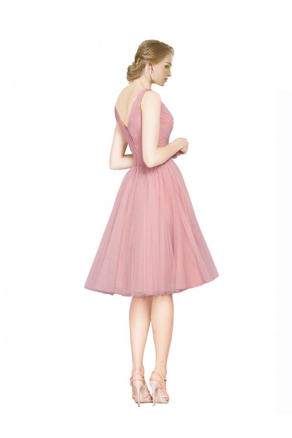 Tulle V-Neck Knee Length Sleeveless Bridesmaid Gown Southampton