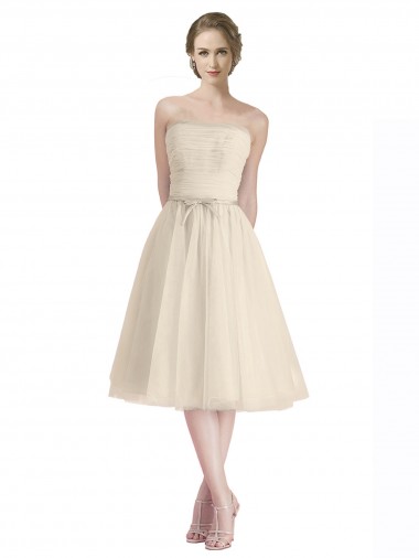 Tulle Strapless Cocktail Length Sleeveless Bridesmaid Dress Southampton