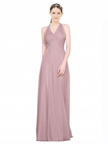 Low Back Tulle Halter Neck Long Sleeveless Bridesmaid Gown Southampton