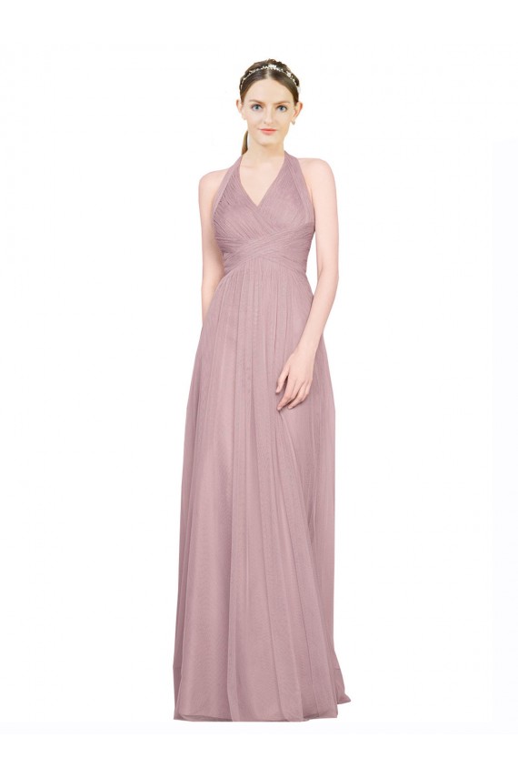 Low Back Tulle Halter Neck Long Sleeveless Bridesmaid Gown Southampton