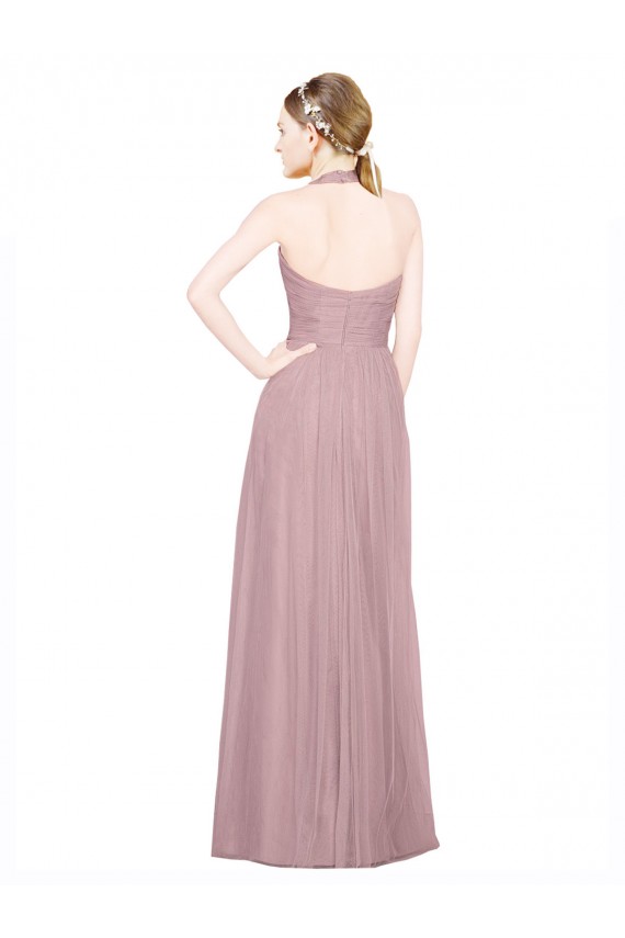 Low Back Tulle Halter Neck Long Sleeveless Bridesmaid Gown Southampton