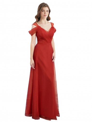 V-Back Tulle Sweetheart Long Cold Shoulder Formal Dress / Bridesmaid Dress Southampton
