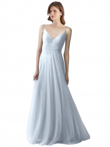 Soft Tulle Spaghetti Straps Long Sleeveless Bridesmaid Dress Southampton