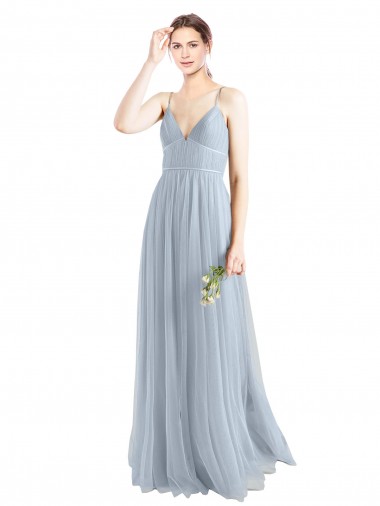 Open Back Tulle Spaghetti Straps Long Sleeveless Evening Dress / Bridesmaid Dress Southampton